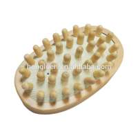 Natural Round Oval Shape Bristle Wood Massage Body Bath Brush for Muscle Relaxing And Anti-Cellulite